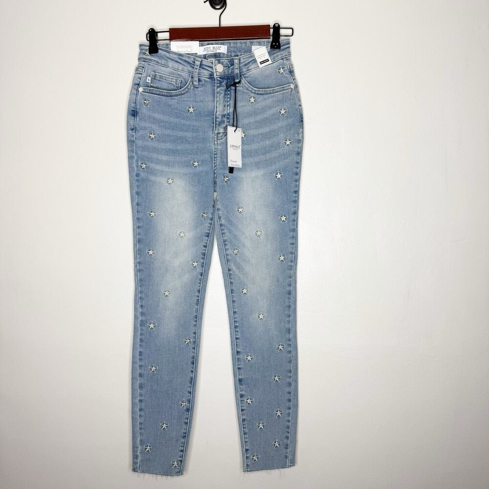 Judy Blue High Rise Skinny Fit Embroidered Stars Stretch Jeans Women’s Size 3/26